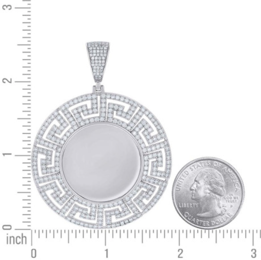 Sterling Silver Versace Pattern Picture Unisex 4.47 Cttw Moissanite Pendant