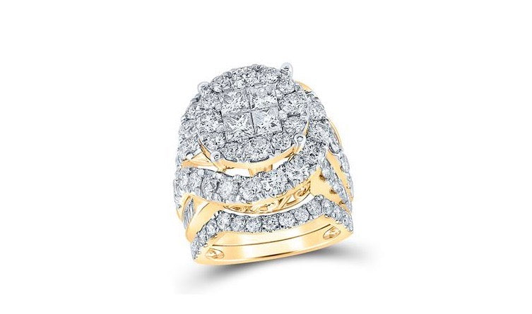 14k Great Princess 5-5/8 Cttw Diamond Bridal Wedding Ring Set