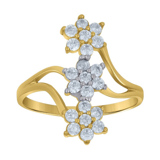 10k Yellow Gold Womens Cubic-Zirconia Flower Fashion Ring