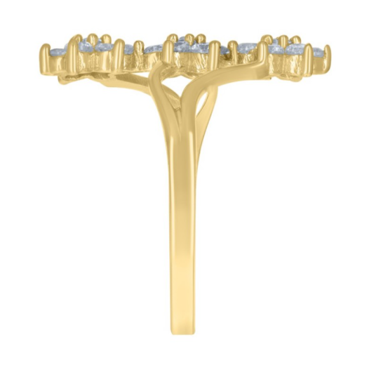 10k Yellow Gold Womens Cubic-Zirconia Flower Fashion Ring