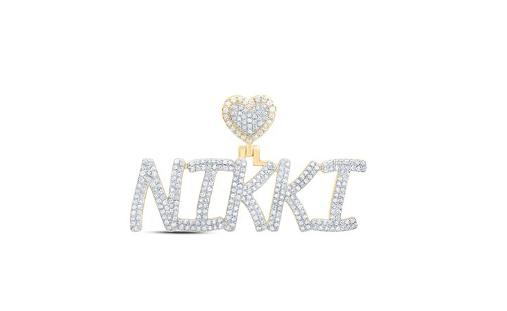 10k Yellow Gold Nikki 1 & 1/2 Cttw Round Diamonds Name Pendant