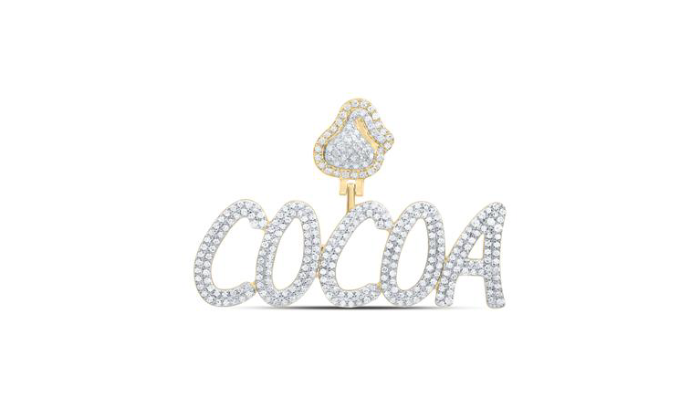10k Yellow Gold COCOA 1 & 1/3 Cttw Round Diamonds Name Pendant