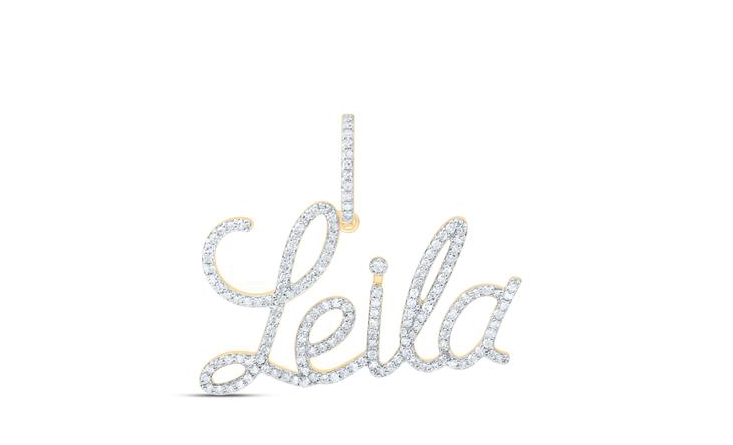 10k Yellow Gold Leila 5/8 Cttw Round Diamonds Name Pendant