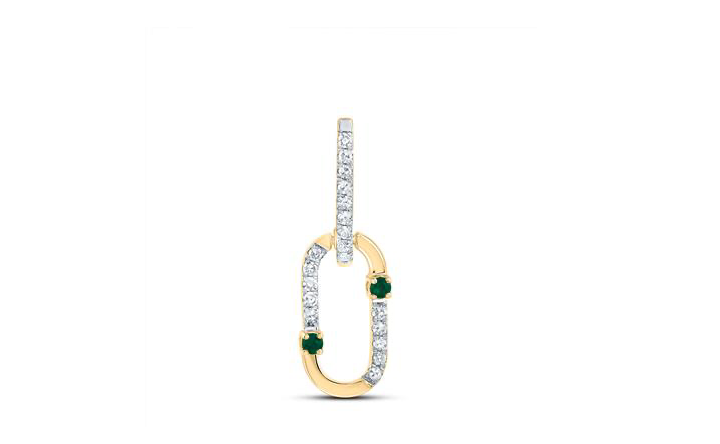 Yellow Gold Emerald Diamond Charm – Paperclip Style
