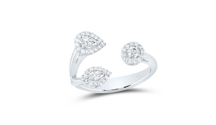 14k Gold Pear Round Diamonds Ladies Ring