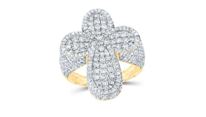 10k Yellow Gold Cross Round 3 & 7/8 Cttw Diamonds Ring