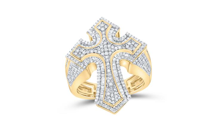 10k Yellow Gold Cross 1 & 1/2 Cttw Diamond Ring