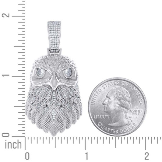 Sterling Silver American Eagle White Sapphires Charm
