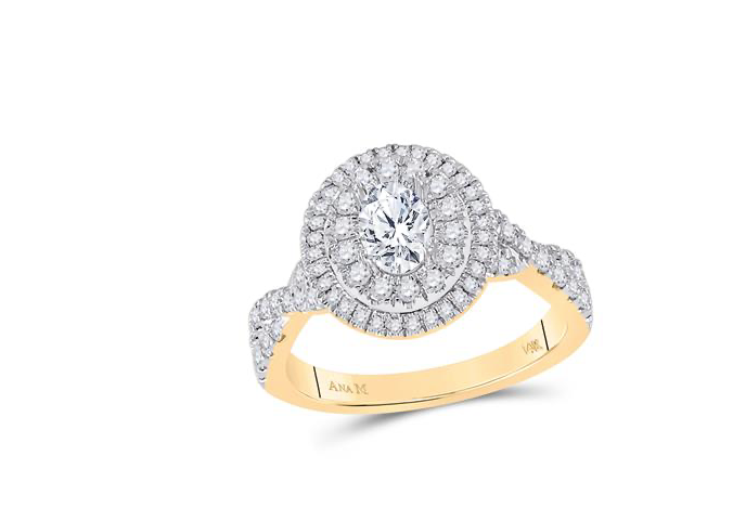 14k Oval 1-1/4 Cttw Diamond Certified Bridal Wedding Engagement Ring