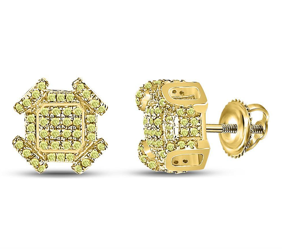 10K Natural Yellow 1/2 Cttw Diamond Earrings