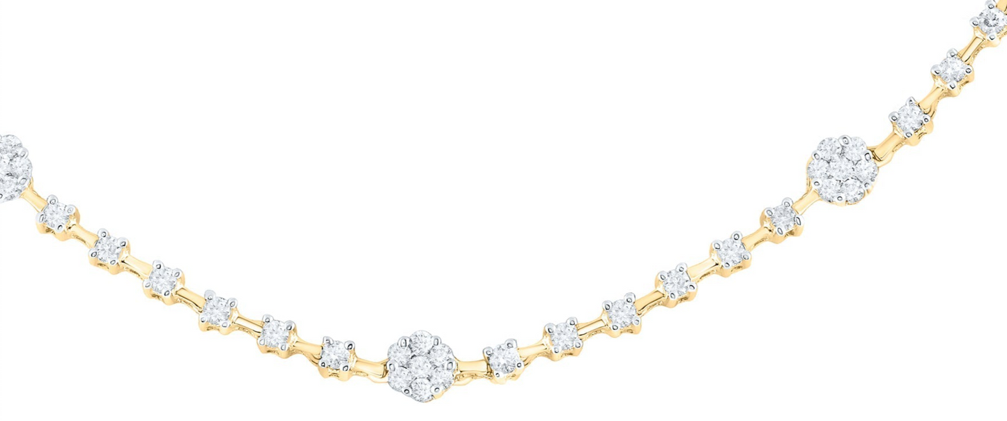 14k Round Diamonds 16-inches Flower 2 Cttw Diamond Necklace