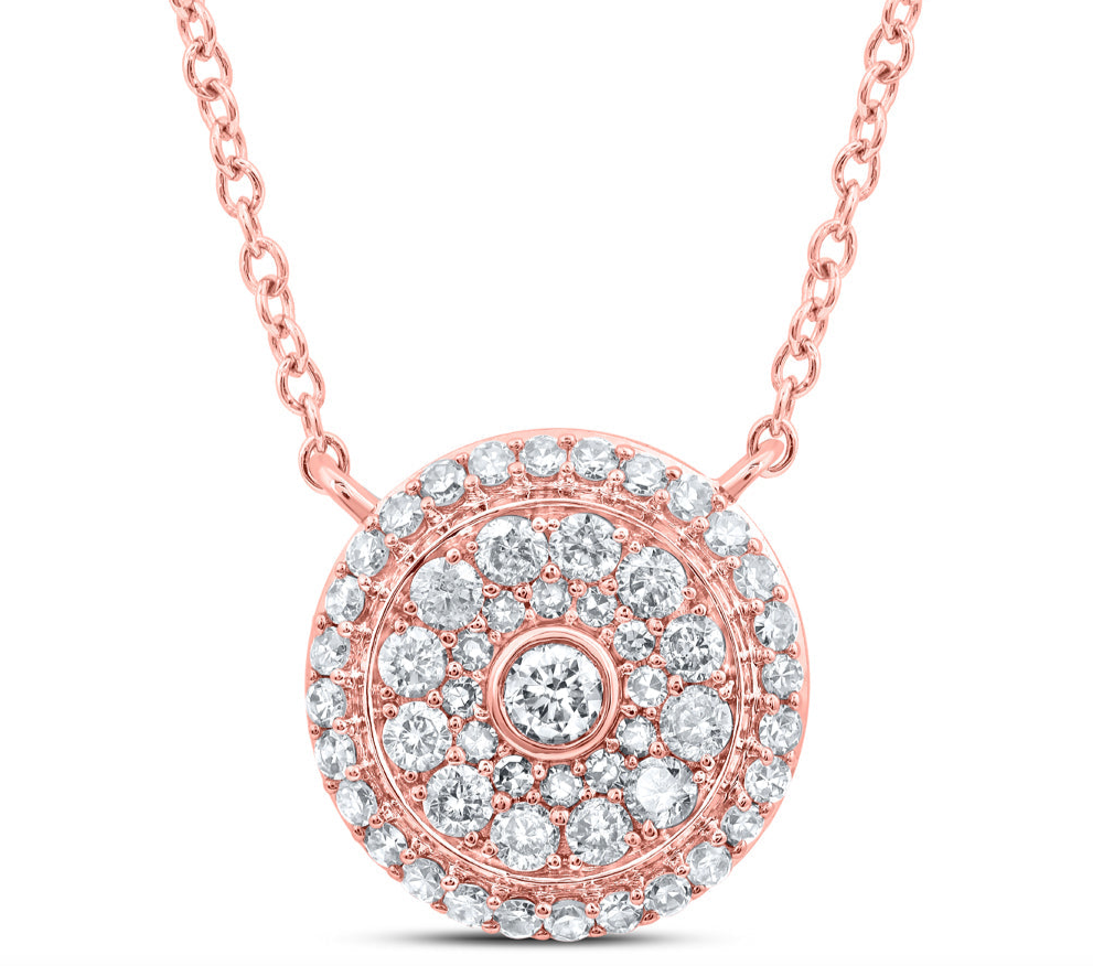 14k Rose Gold Round 1/2 Cttw Diamonds Magestic 18" Necklace