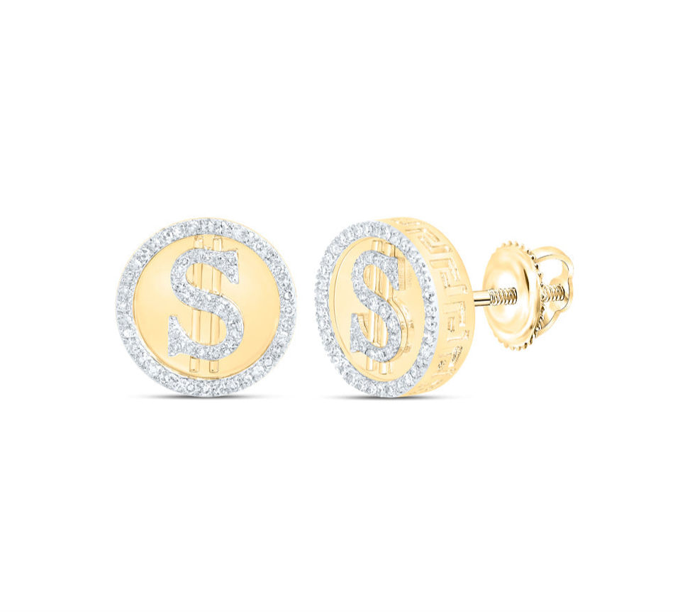 10K Dollar Sign 1/2 Cttw Diamond Earrings