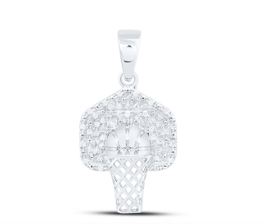 Sterling Silver Women's Basketball 1/3 Cttw Diamond Charm