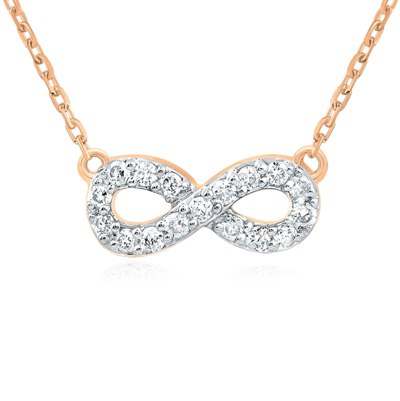 10k Gold Infinity Necklace with 1/8 Cttw Diamond