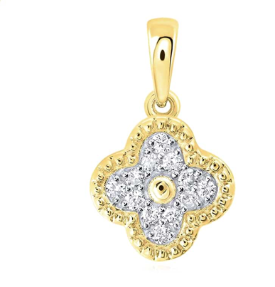 10K Gold 1/5 Cttw Diamond Clover Charm