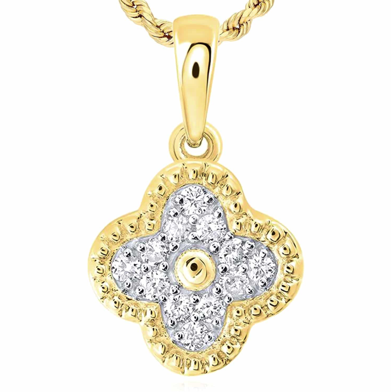 10K Gold 1/5 Cttw Diamond Clover Charm