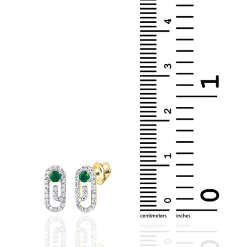 10k Yellow Gold 1/5 Cttw Diamond Paperclip Natural Emerald Sapphire Earrings