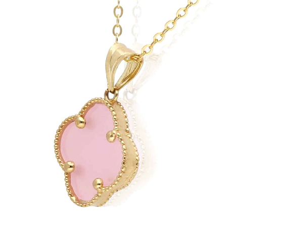10k Yellow Gold Pink 12mm Clover Charm