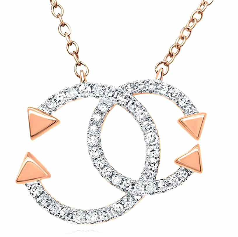 10k Arrows Repeated Accent 1/5 Cttw Diamond 18" Necklace