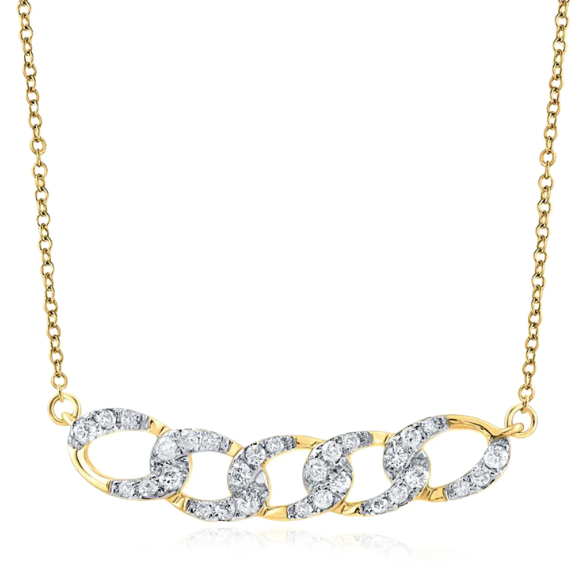 10k Yellow Gold 1/4 Cttw Diamond Cuban Necklace