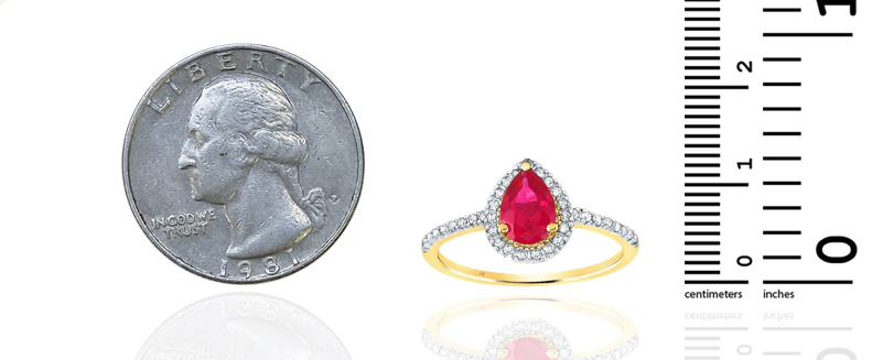 10k Yellow Gold Pear Lab Diamond Grown 1 Cttw Ruby Birthstone