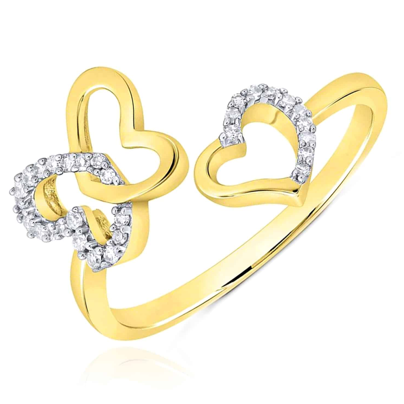 10K Butterfly Hearts 1/10 Cttw Diamond Ring
