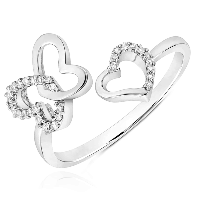10K Butterfly Hearts 1/10 Cttw Diamond Ring