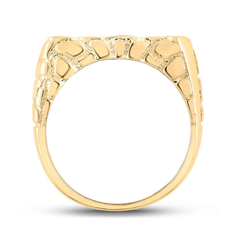 Men’s 10k Yellow Gold Nugget Ring with 1/2 CTTW Diamonds – Size 10