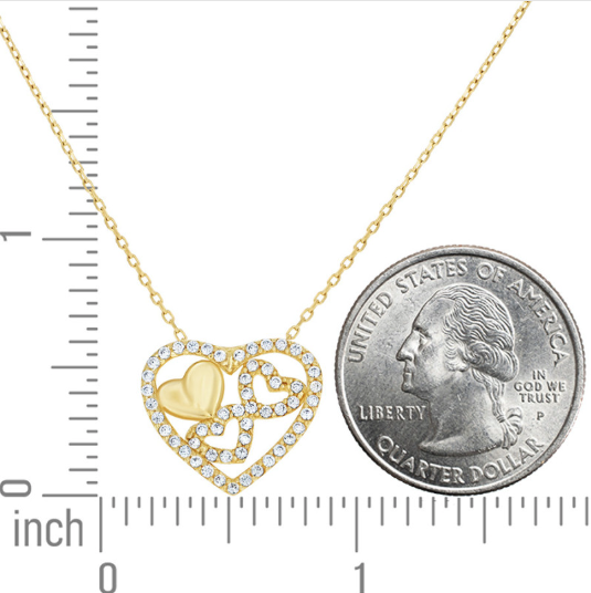 14k Yellow Gold Hearts in Heart 18" Necklace
