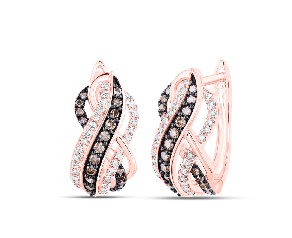 10K Rose Gold Cognac 1/2 Cttw Diamond Hoops