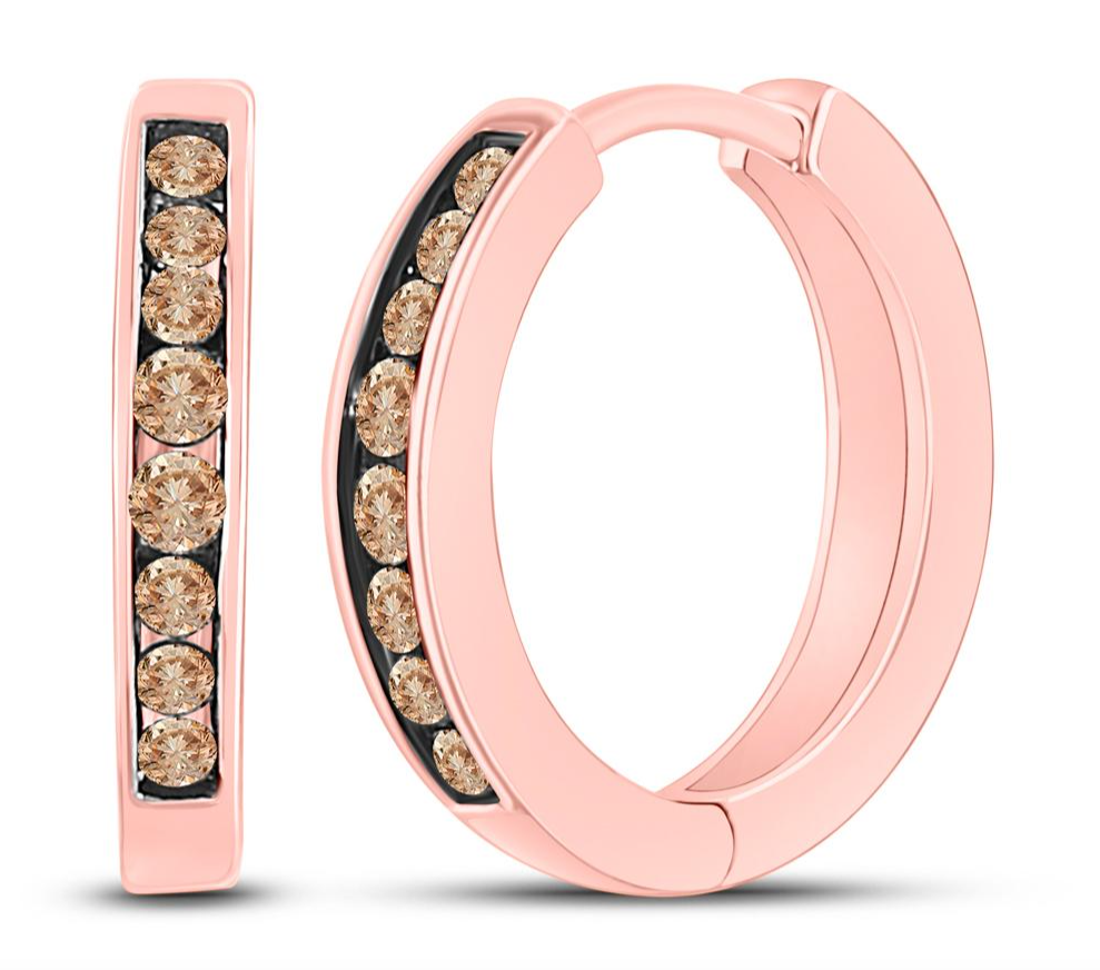 Brown Round 1/4 Cttw Diamonds Hoops