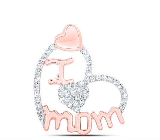 10K I ♡ MOM 1/4 Cttw Diamond Pendant