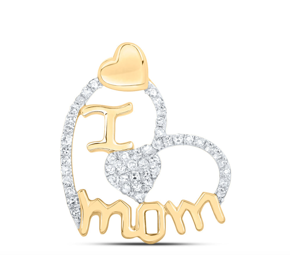 10K I ♡ MOM 1/4 Cttw Diamond Pendant