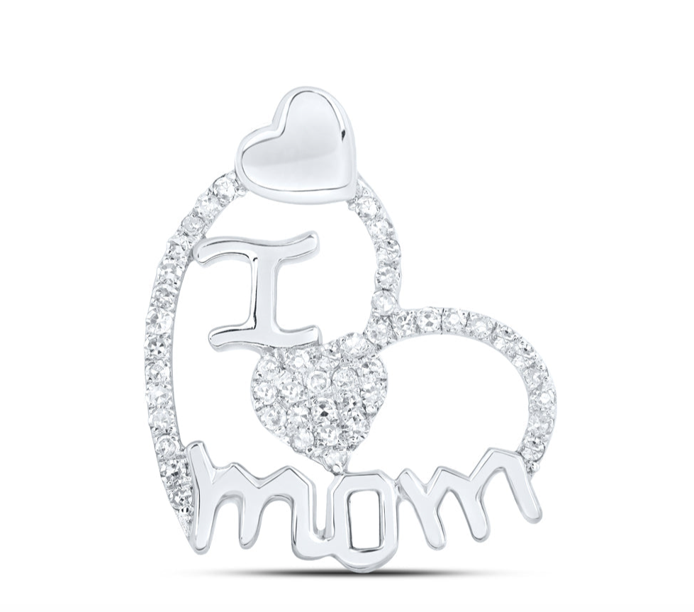 10K I ♡ MOM 1/4 Cttw Diamond Pendant