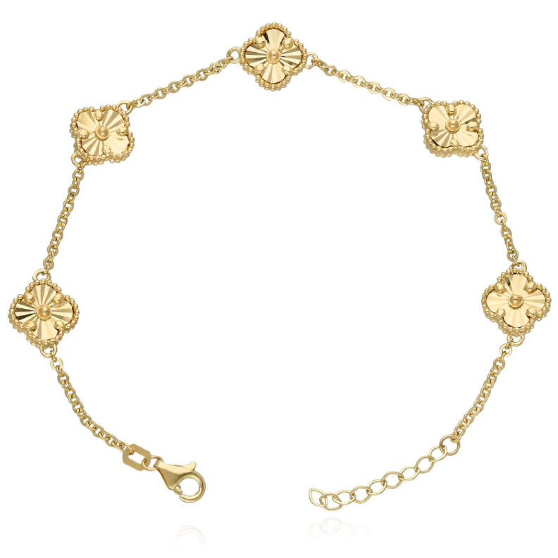【SURGERY】l clover emblem bracelet Open Heart Four Leaf Clover Bracelet, Gold Lucky Charm