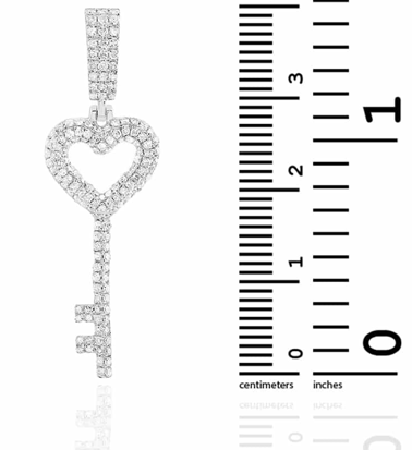 Sterling Silver Heart 5/8 Cttw Diamond Key