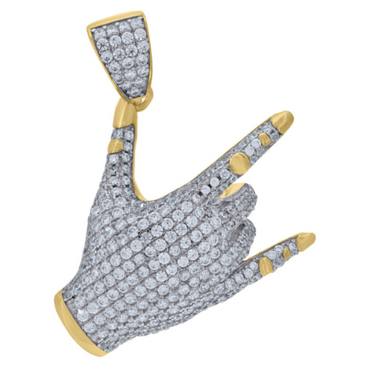 Sterling Silver Yellow Gold Rhodium Rock On Hand