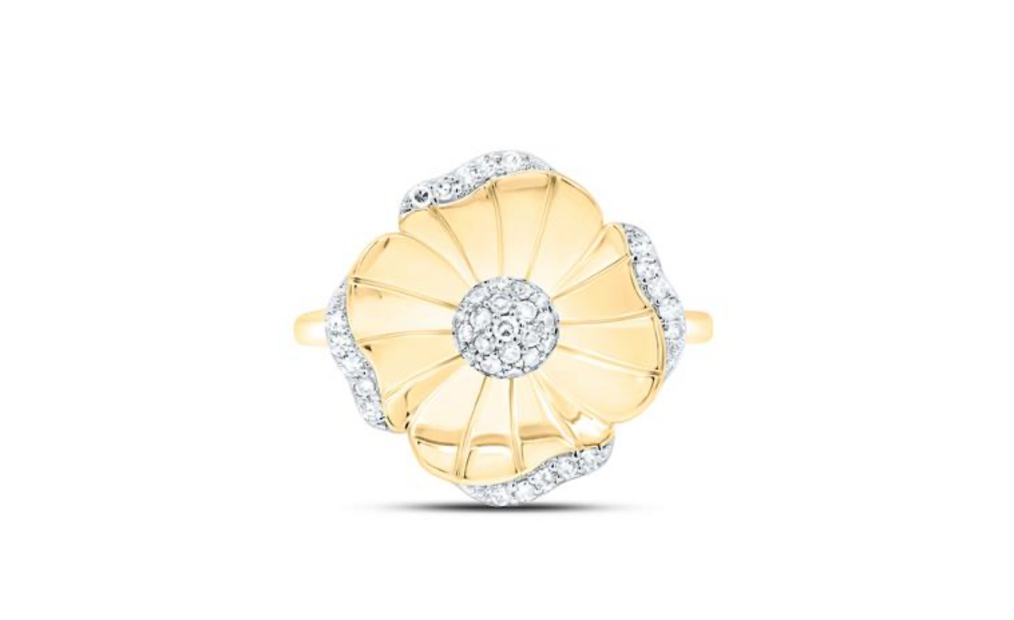 1/5 CTW Natural Diamond Flower Ring in Yellow Gold
