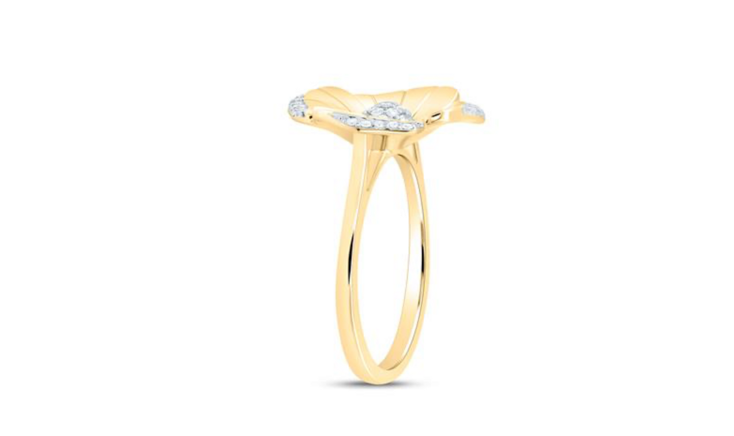1/5 CTW Natural Diamond Flower Ring in Yellow Gold