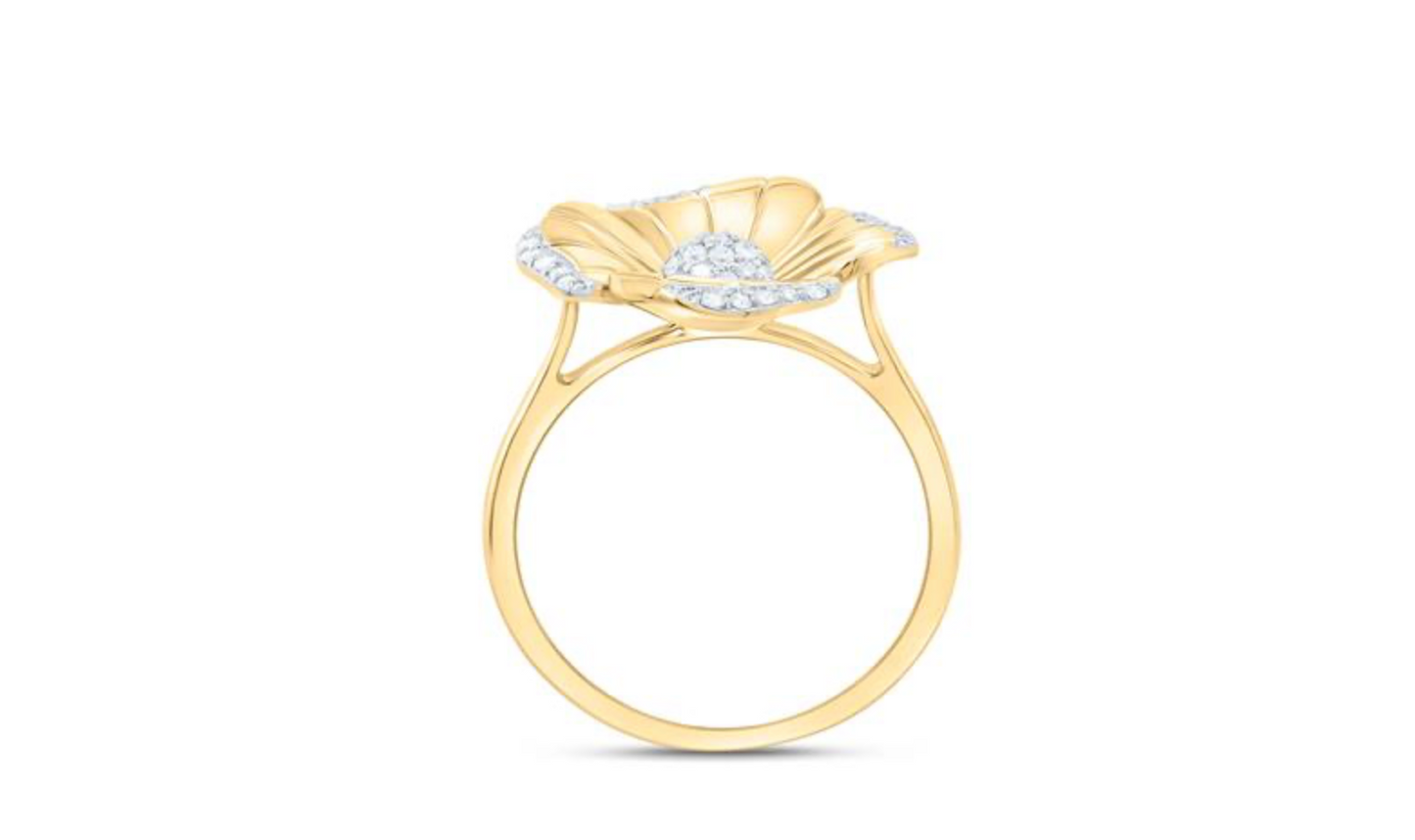 1/5 CTW Natural Diamond Flower Ring in Yellow Gold