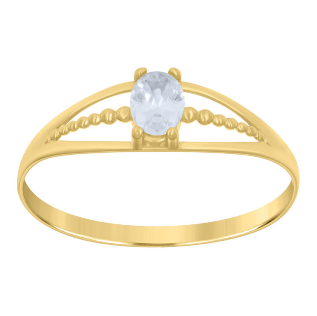 14kt Yellow Gold Baby Oval Cubic Zirconia Ring