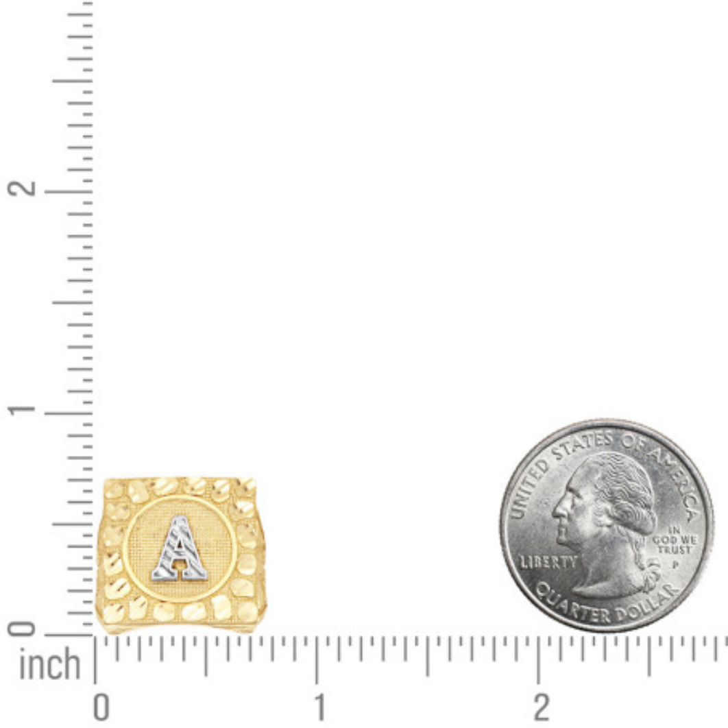 Men’s 10Kt Gold Nugget Ring – Letter A