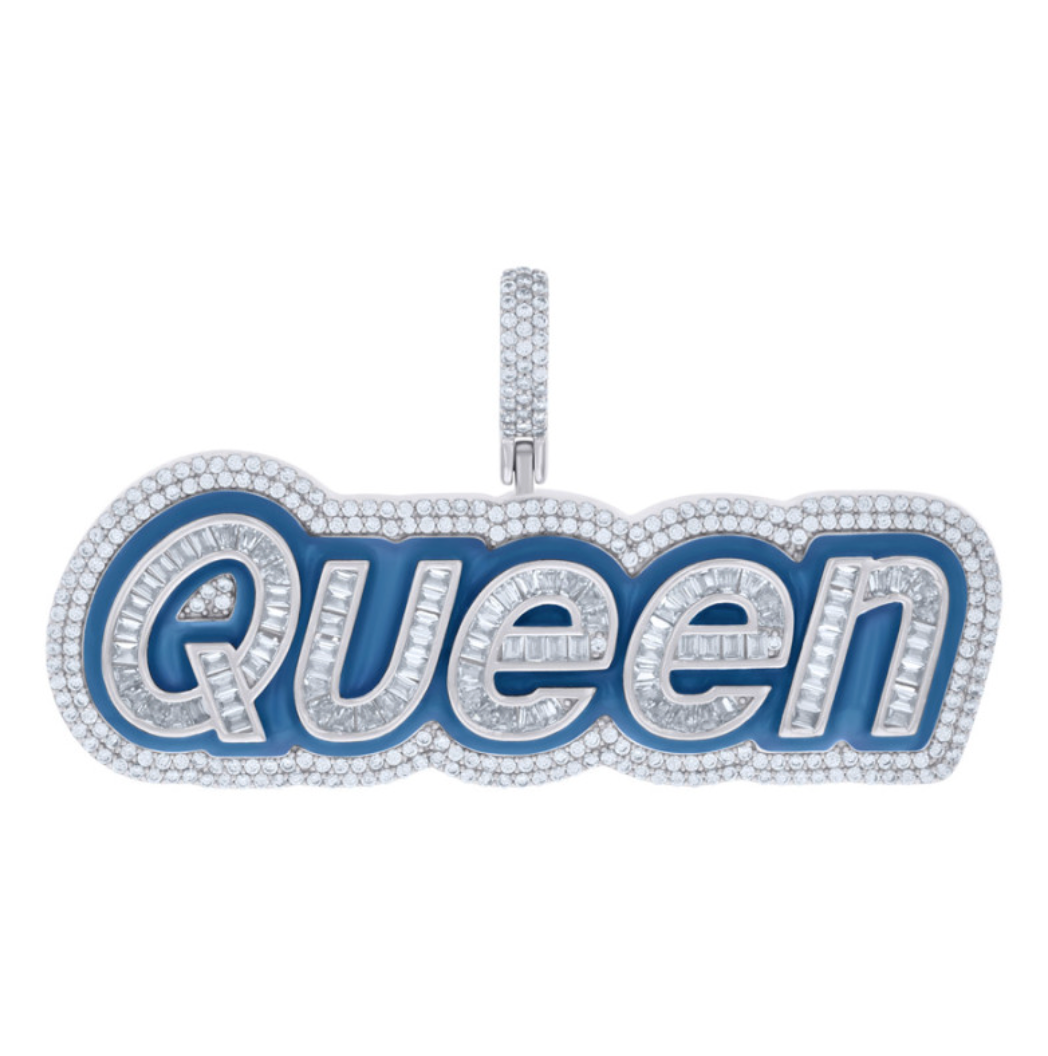 Women’s Silver Baguette & Round CZ Queen Pendant