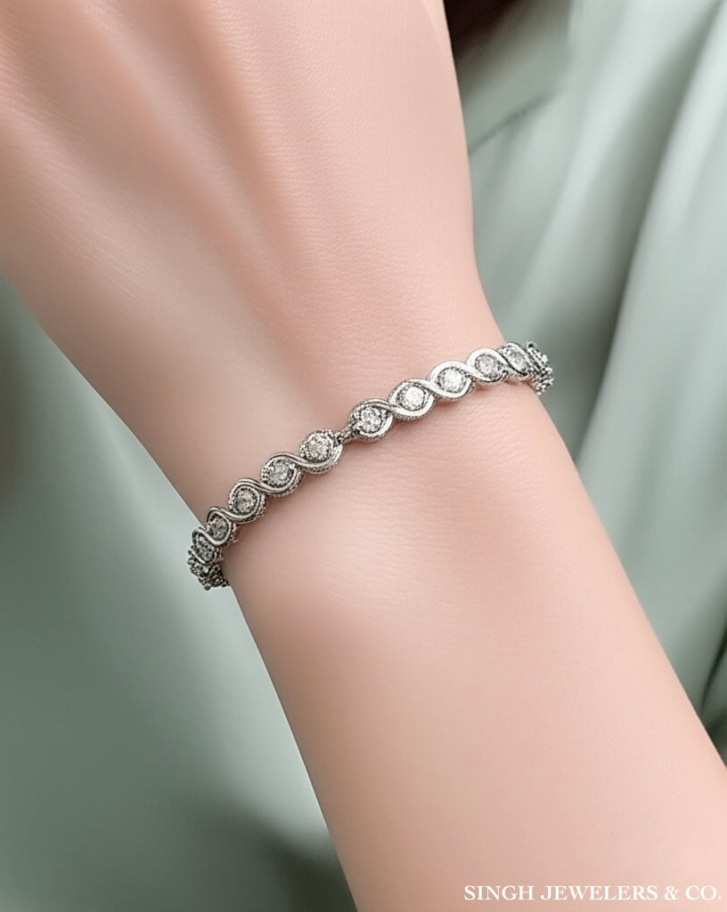 infinity bracelet on a woman