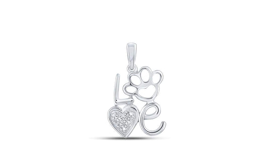 Sterling Silver Diamond PAW Love Charm