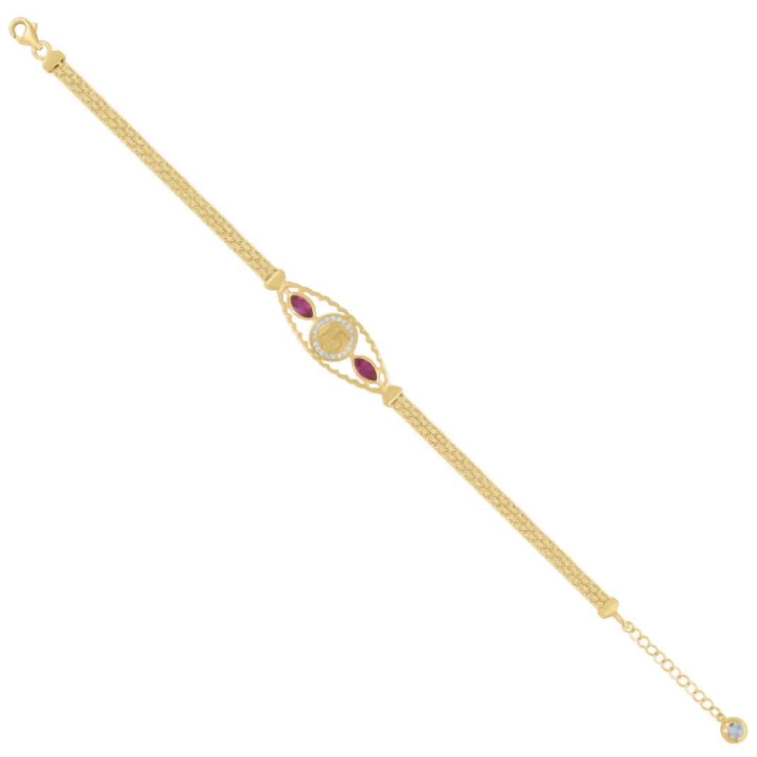 10k Yellow Gold Sweet 15 Birthday Quinceanera Bracelet