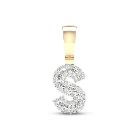 10K Baguette Round Diamond Initial "S"