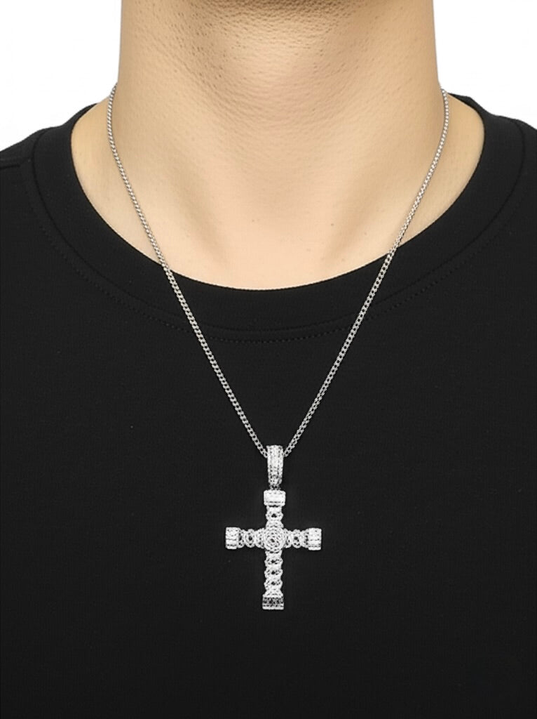 Sterling Silver Baguette Moissanite Cuban Pendant – $100 Ice