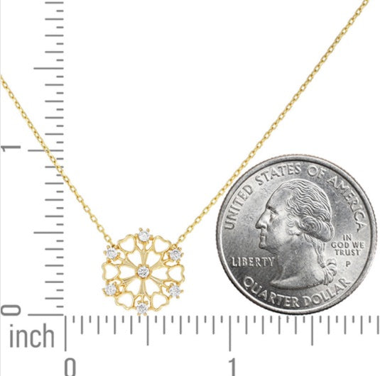 Gold flower necklace with sparkling cubic zirconia stones